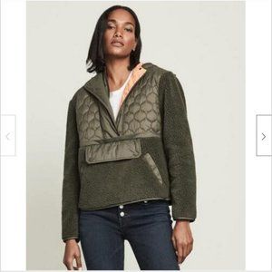 NWT Veronica Beard Leo Sherpa Fleece Quilted Pullover Jacket XL